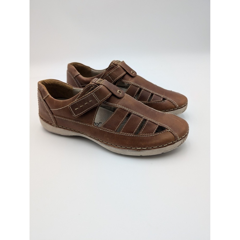 Josef Seibel‎ Fisherman Sandals Womens Size 5.5 Brown Leather Comfort Flat Shoes